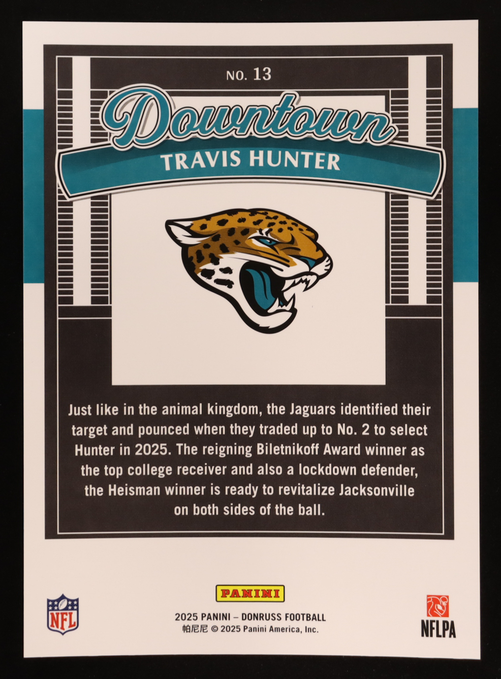 Travis Hunter 2025 Donruss Downtown! Oversize #13 RC at PristineAuction.com Travis Hunter 2025 Donruss Downtown! Oversize #13 RC at PristineAuction.com