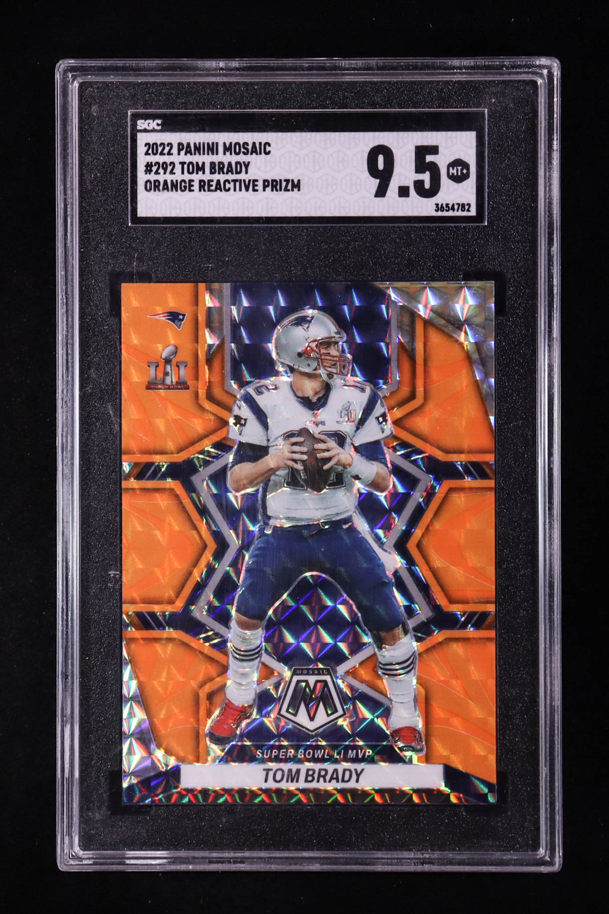 Tom Brady 2022 Panini Mosaic Mosaic Reactive Orange #292 MVP (SGC 9.5) at PristineAuction.com Tom Brady 2022 Panini Mosaic Mosaic Reactive Orange #292 MVP (SGC 9.5) at PristineAuction.com