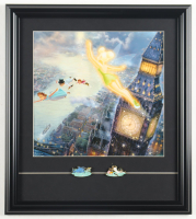 Thomas Kinkade "Tinker Bell" Custom Framed Print Display With Set of (2) Movie Pins at PristineAuction.com