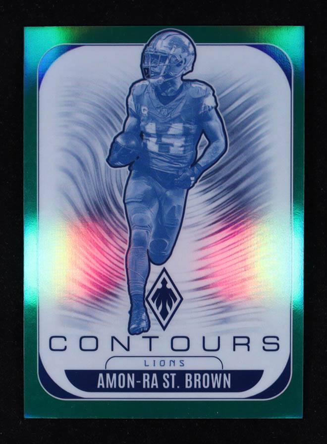 Amon-Ra St. Brown 2025 Panini Phoenix Contours Green #11 #48/99 at PristineAuction.com Amon-Ra St. Brown 2025 Panini Phoenix Contours Green #11 #48/99 at PristineAuction.com