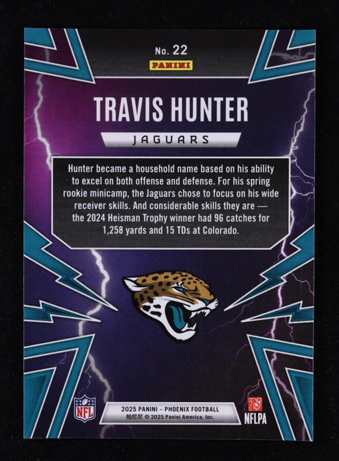 Travis Hunter 2025 Panini Phoenix Thunderbirds #22 RC at PristineAuction.com Travis Hunter 2025 Panini Phoenix Thunderbirds #22 RC at PristineAuction.com
