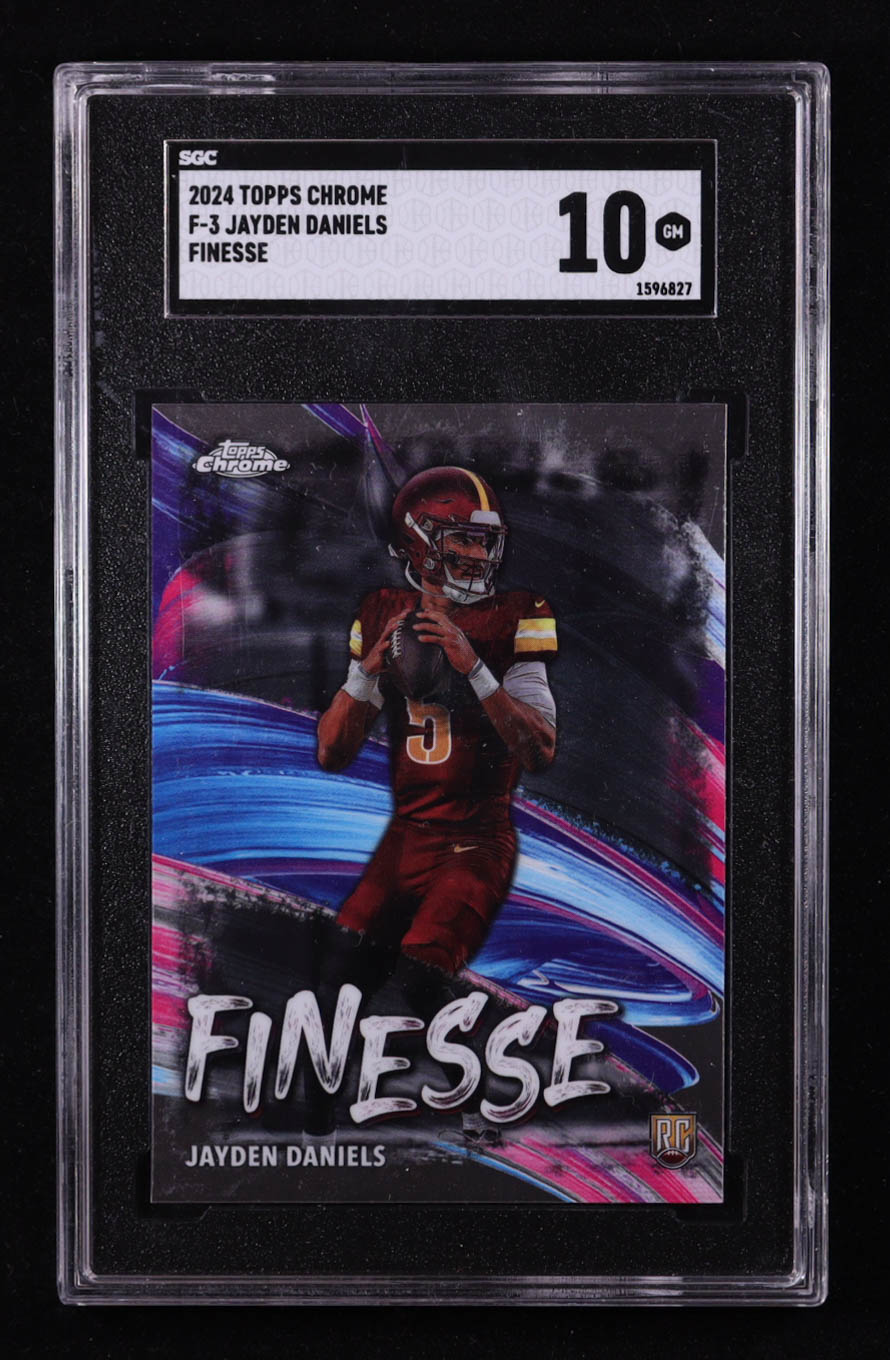 Jayden Daniels 2024 Topps Chrome Finesse #F3 RC (SGC 10) at PristineAuction.com Jayden Daniels 2024 Topps Chrome Finesse #F3 RC (SGC 10) at PristineAuction.com
