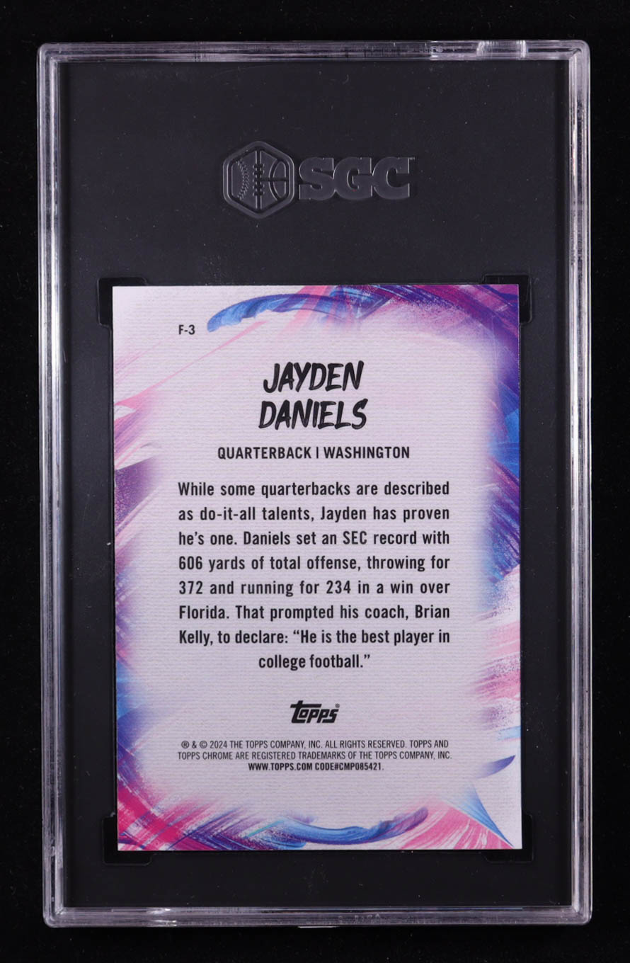 Jayden Daniels 2024 Topps Chrome Finesse #F3 RC (SGC 10) at PristineAuction.com Jayden Daniels 2024 Topps Chrome Finesse #F3 RC (SGC 10) at PristineAuction.com