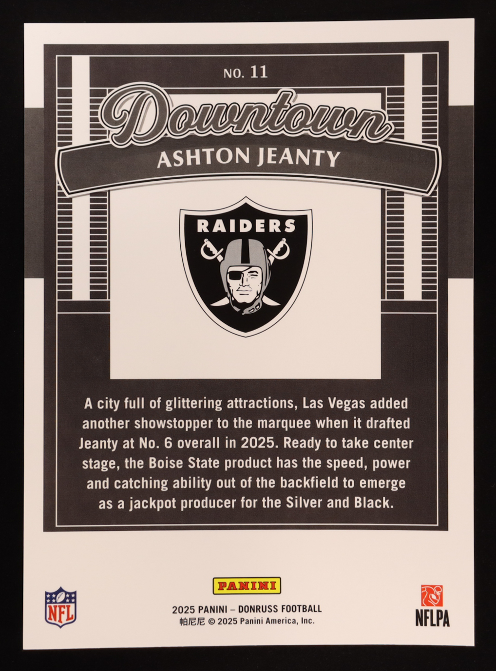 Ashton Jeanty 2025 Donruss Downtown! Oversize #11 RC at PristineAuction.com Ashton Jeanty 2025 Donruss Downtown! Oversize #11 RC at PristineAuction.com