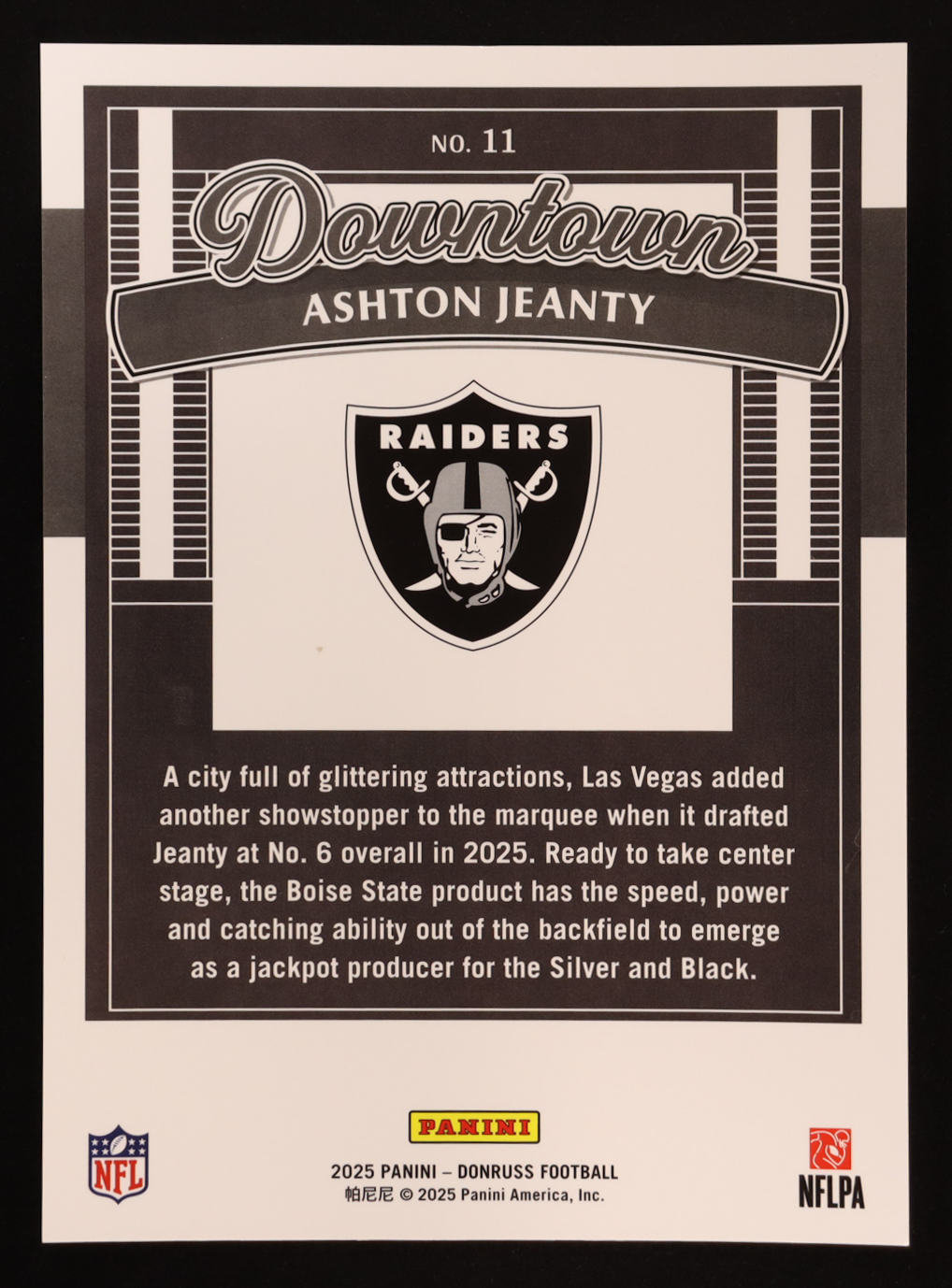 Ashton Jeanty 2025 Donruss Downtown! Oversize #11 RC at PristineAuction.com Ashton Jeanty 2025 Donruss Downtown! Oversize #11 RC at PristineAuction.com