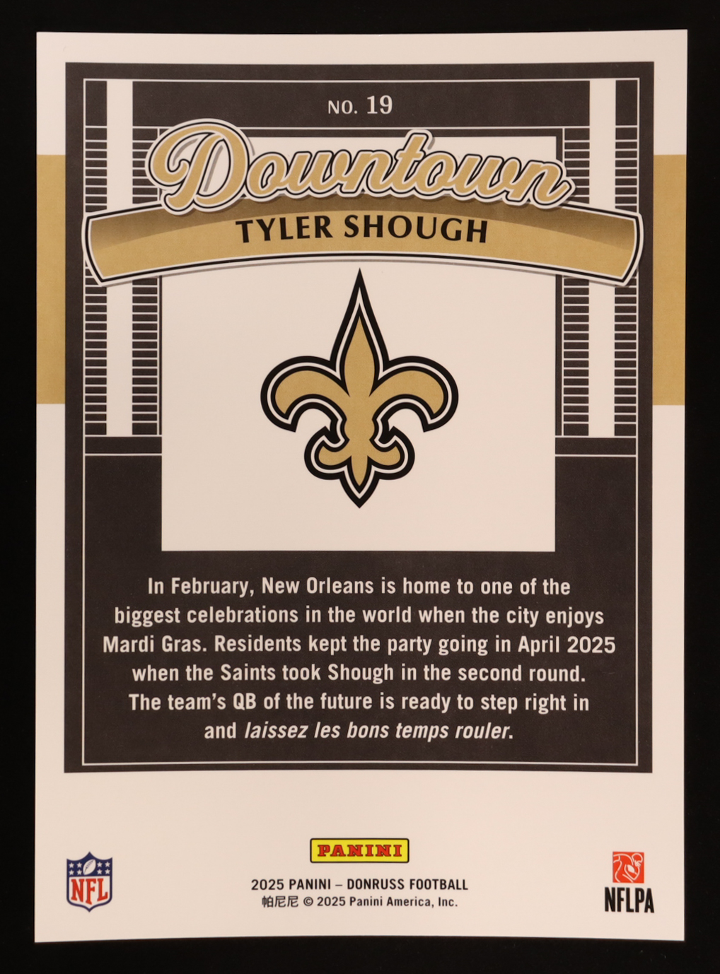 Tyler Shough 2025 Donruss Downtown! Oversize #19 RC at PristineAuction.com Tyler Shough 2025 Donruss Downtown! Oversize #19 RC at PristineAuction.com