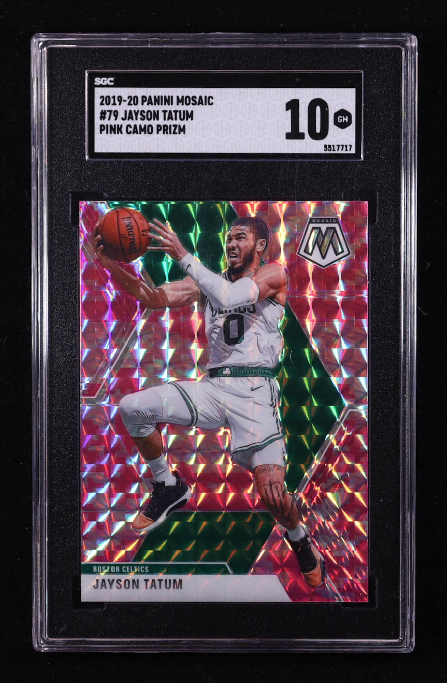 Jayson Tatum 2019-20 Panini Mosaic Mosaic Pink Camo #79 (SGC 10) at PristineAuction.com Jayson Tatum 2019-20 Panini Mosaic Mosaic Pink Camo #79 (SGC 10) at PristineAuction.com