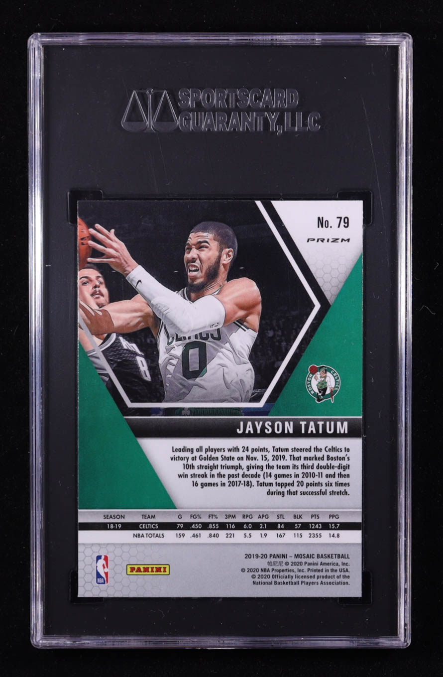 Jayson Tatum 2019-20 Panini Mosaic Mosaic Pink Camo #79 (SGC 10) at PristineAuction.com Jayson Tatum 2019-20 Panini Mosaic Mosaic Pink Camo #79 (SGC 10) at PristineAuction.com