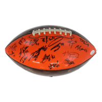 Browns Greats | Browns Logo Football Signed by (14) with Nate Orchard, Cameron Irving (JSA) at PristineAuction.com