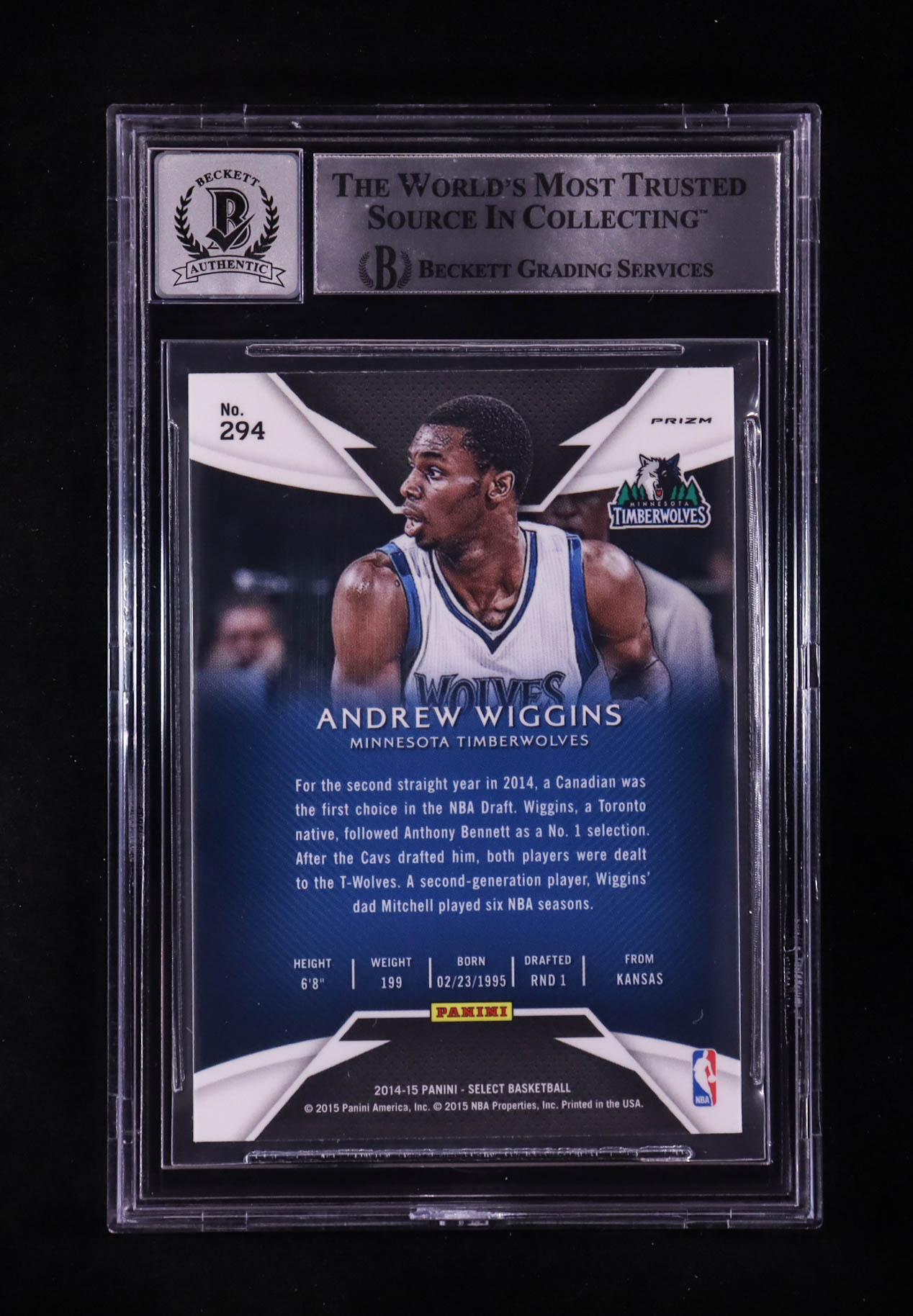 Andrew Wiggins Signed 2014-15 Select Blue & Silver COU #294 Inscribed "NBA ROY 2014-15" (BGS | Auto 10) at PristineAuction.com Andrew Wiggins Signed 2014-15 Select Blue & Silver COU #294 Inscribed "NBA ROY 2014-15" (BGS | Auto 10) at PristineAuction.com