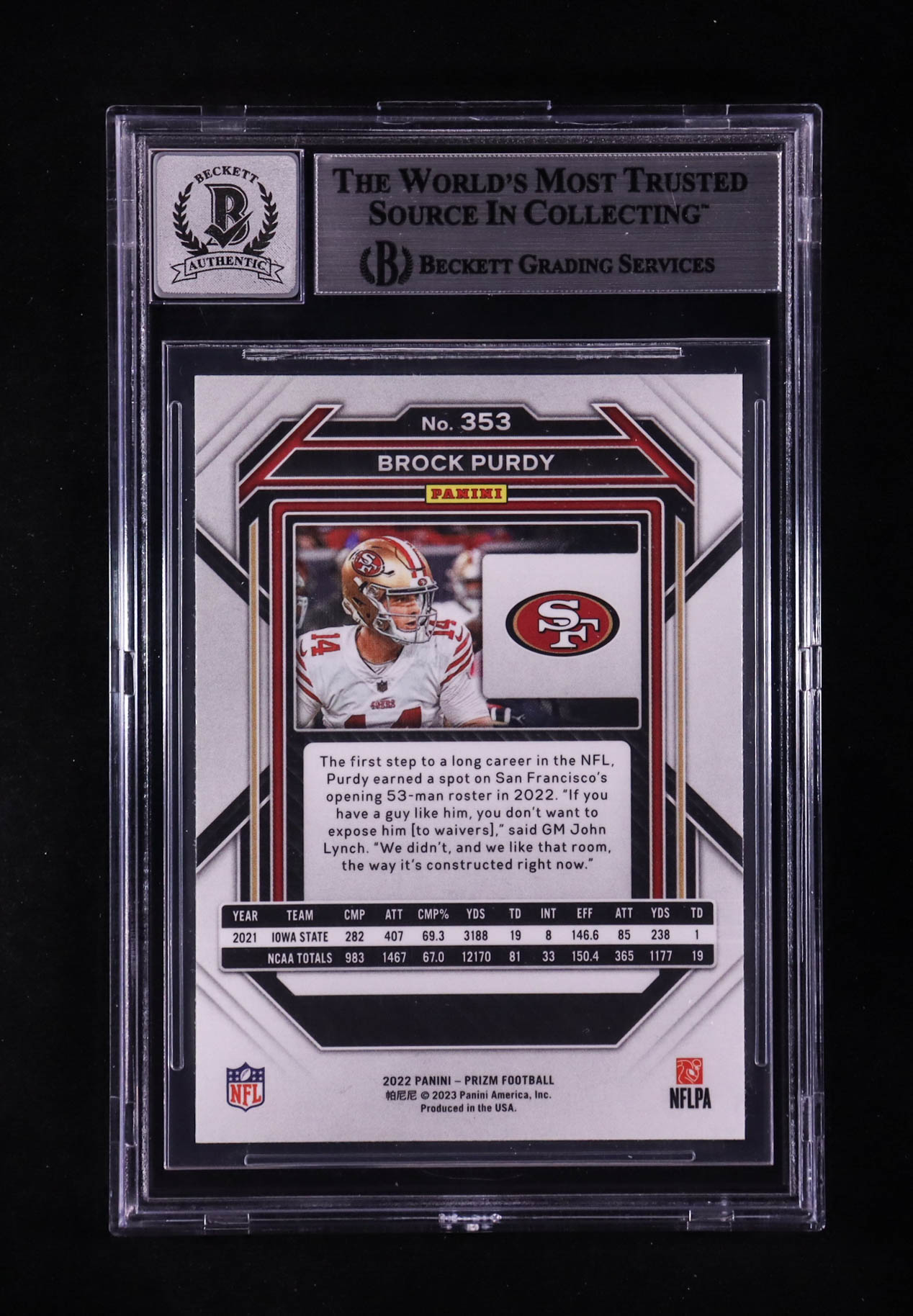 Brock Purdy Signed 2022 Panini Prizm #353 RC (BGS | Auto 10) at PristineAuction.com Brock Purdy Signed 2022 Panini Prizm #353 RC (BGS | Auto 10) at PristineAuction.com