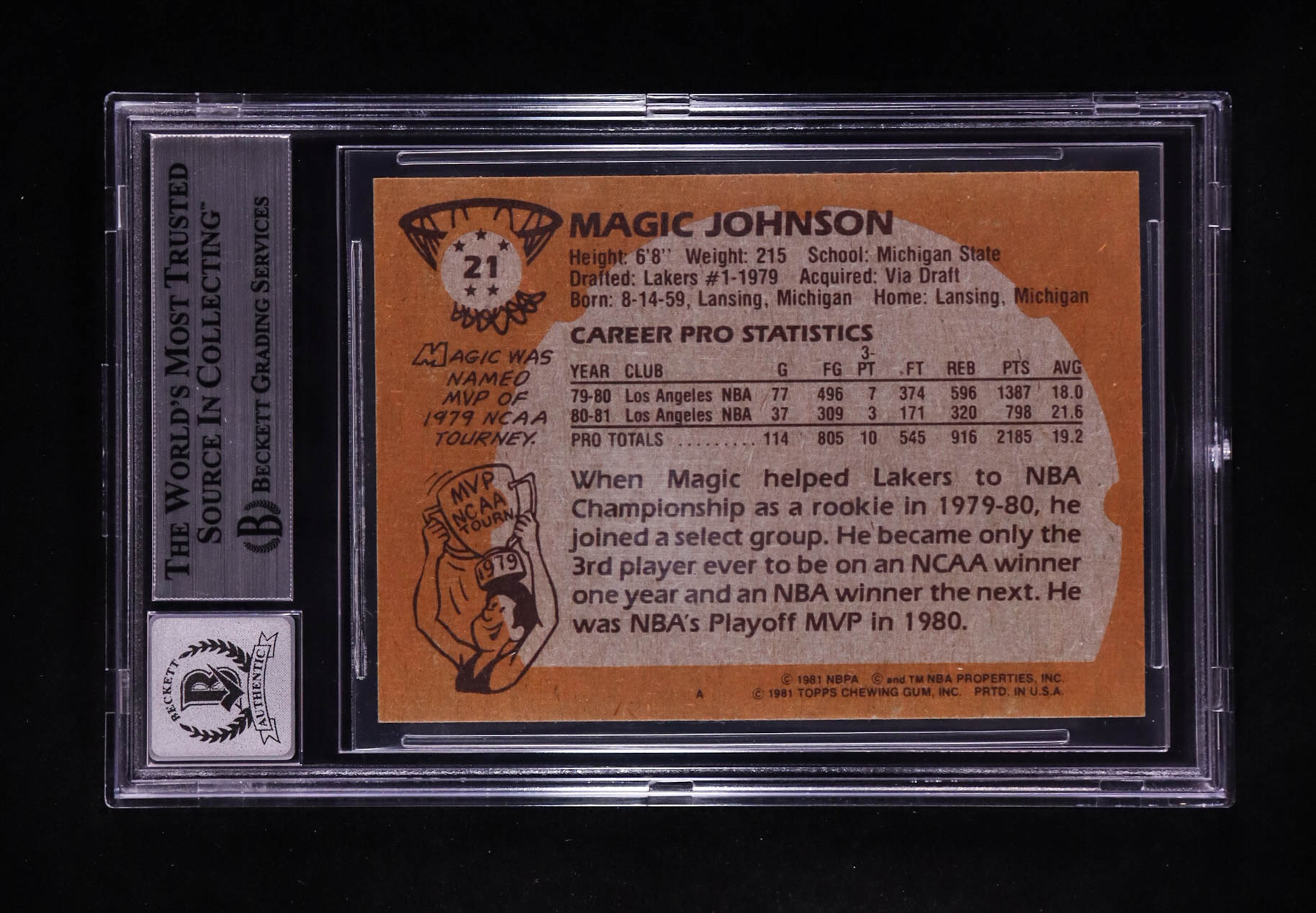 Magic Johnson Signed 1981-82 Topps #109 (BGS | Auto 10) at PristineAuction.com Magic Johnson Signed 1981-82 Topps #109 (BGS | Auto 10) at PristineAuction.com