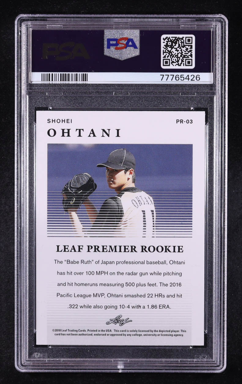 Shohei Ohtani 2018 Leaf Premier Rookies #PR03 RC (PSA 9) at PristineAuction.com Shohei Ohtani 2018 Leaf Premier Rookies #PR03 RC (PSA 9) at PristineAuction.com