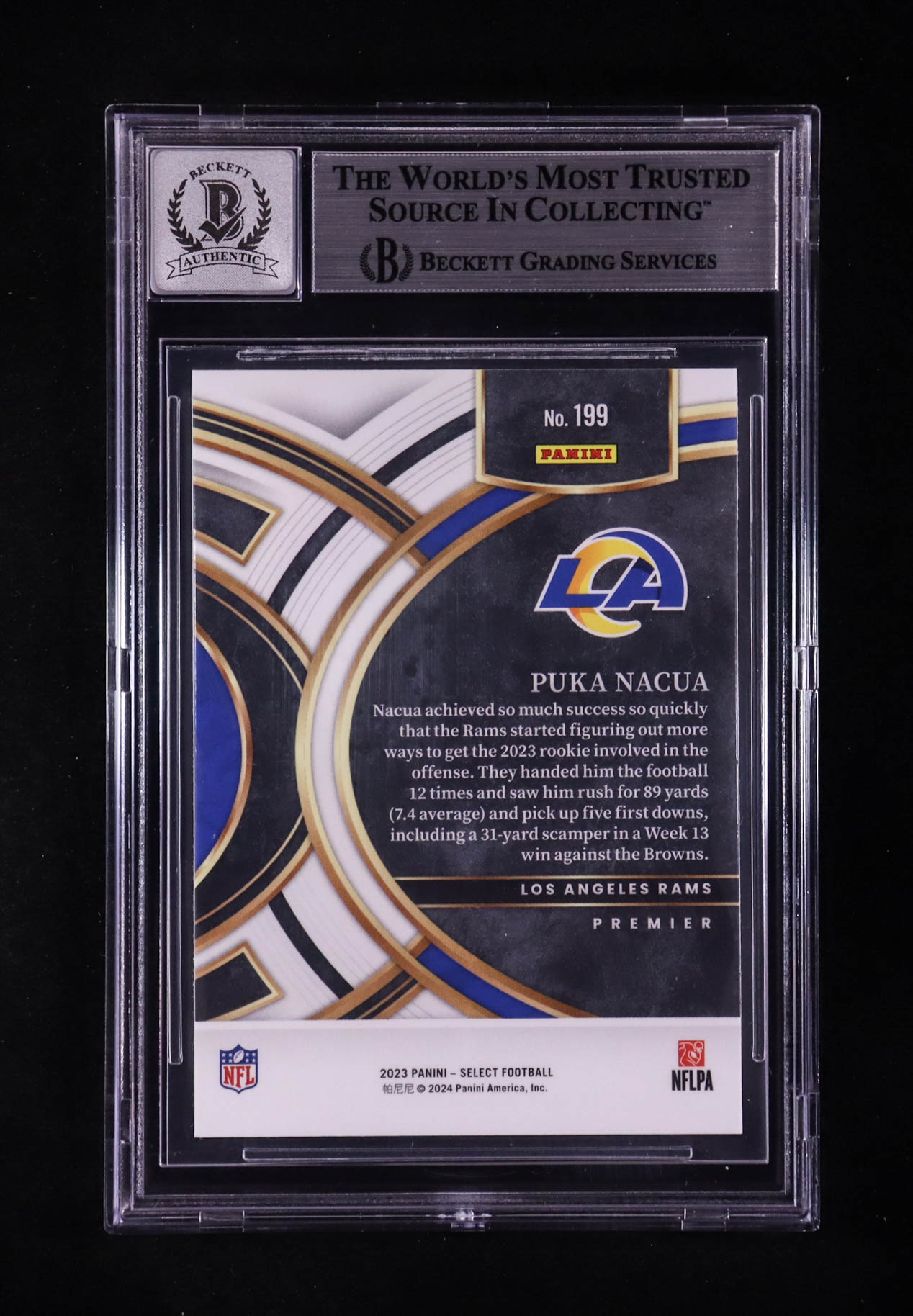 Puka Nacua Signed 2023 Select #199 RC (BGS | Auto 10) at PristineAuction.com Puka Nacua Signed 2023 Select #199 RC (BGS | Auto 10) at PristineAuction.com