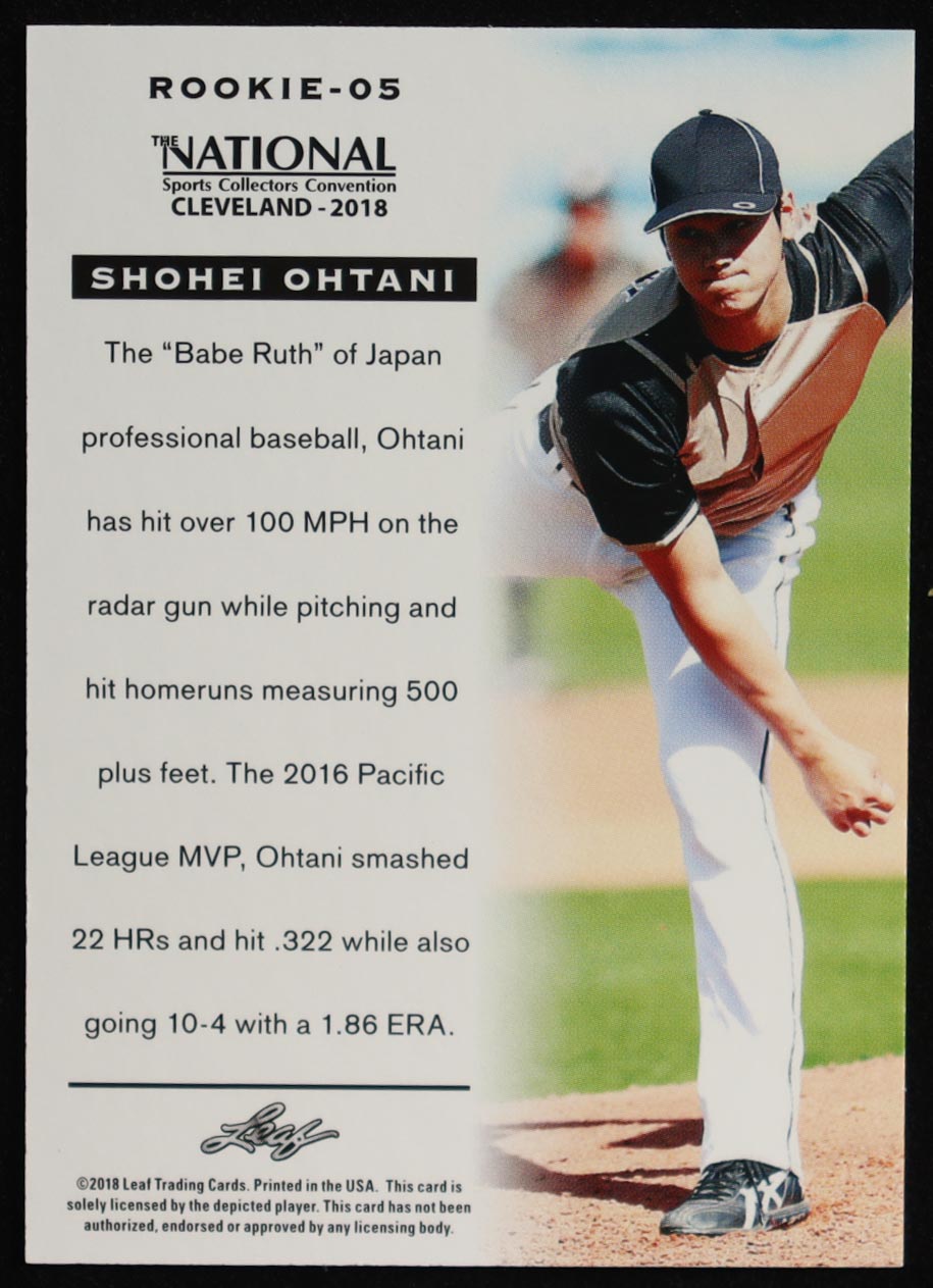 Shohei Ohtani 2018 Leaf National Convention #Rookie05 RC at PristineAuction.com Shohei Ohtani 2018 Leaf National Convention #Rookie05 RC at PristineAuction.com