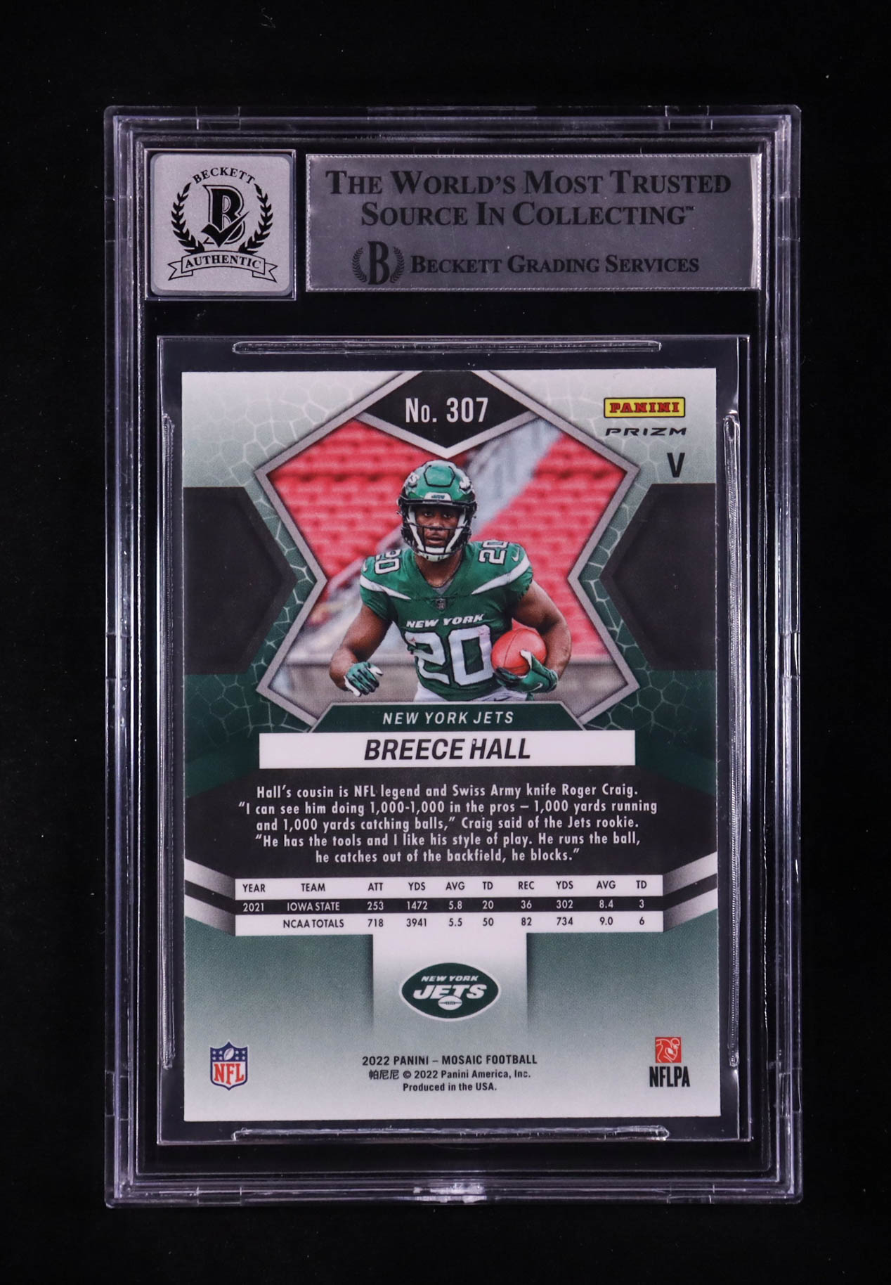 Breece Hall Signed 2022 Panini Mosaic Silver #307 RC (BGS | Auto 10) at PristineAuction.com Breece Hall Signed 2022 Panini Mosaic Silver #307 RC (BGS | Auto 10) at PristineAuction.com