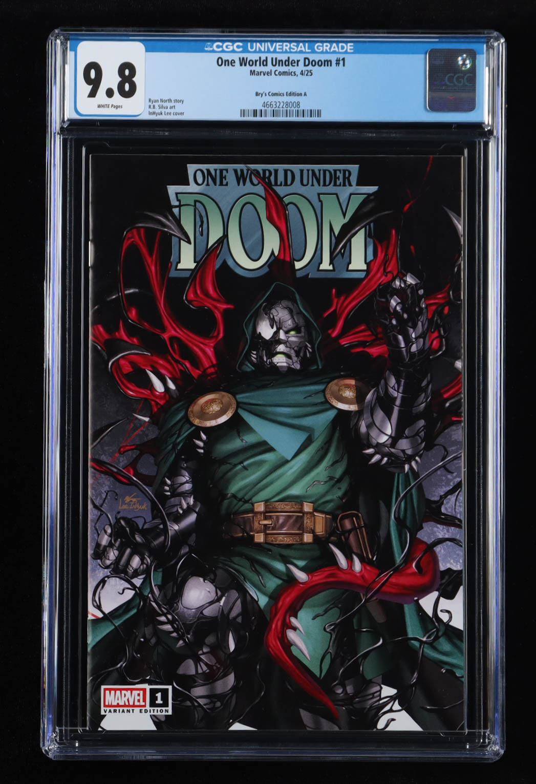 2025 "One World Under Doom" #1 Marvel Comic Book (CGC 9.8) at PristineAuction.com 2025 "One World Under Doom" #1 Marvel Comic Book (CGC 9.8) at PristineAuction.com