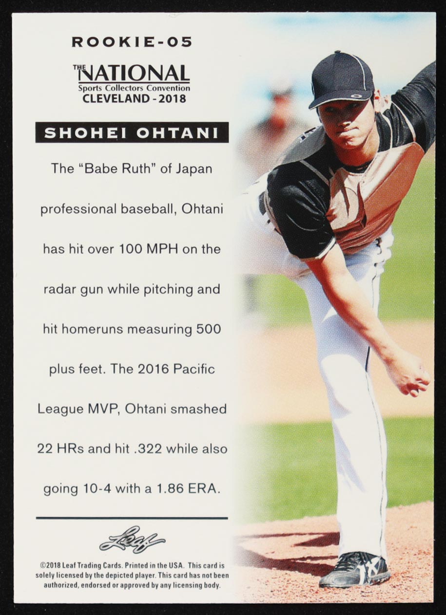 Shohei Ohtani 2018 Leaf National Convention #Rookie05 RC at PristineAuction.com Shohei Ohtani 2018 Leaf National Convention #Rookie05 RC at PristineAuction.com