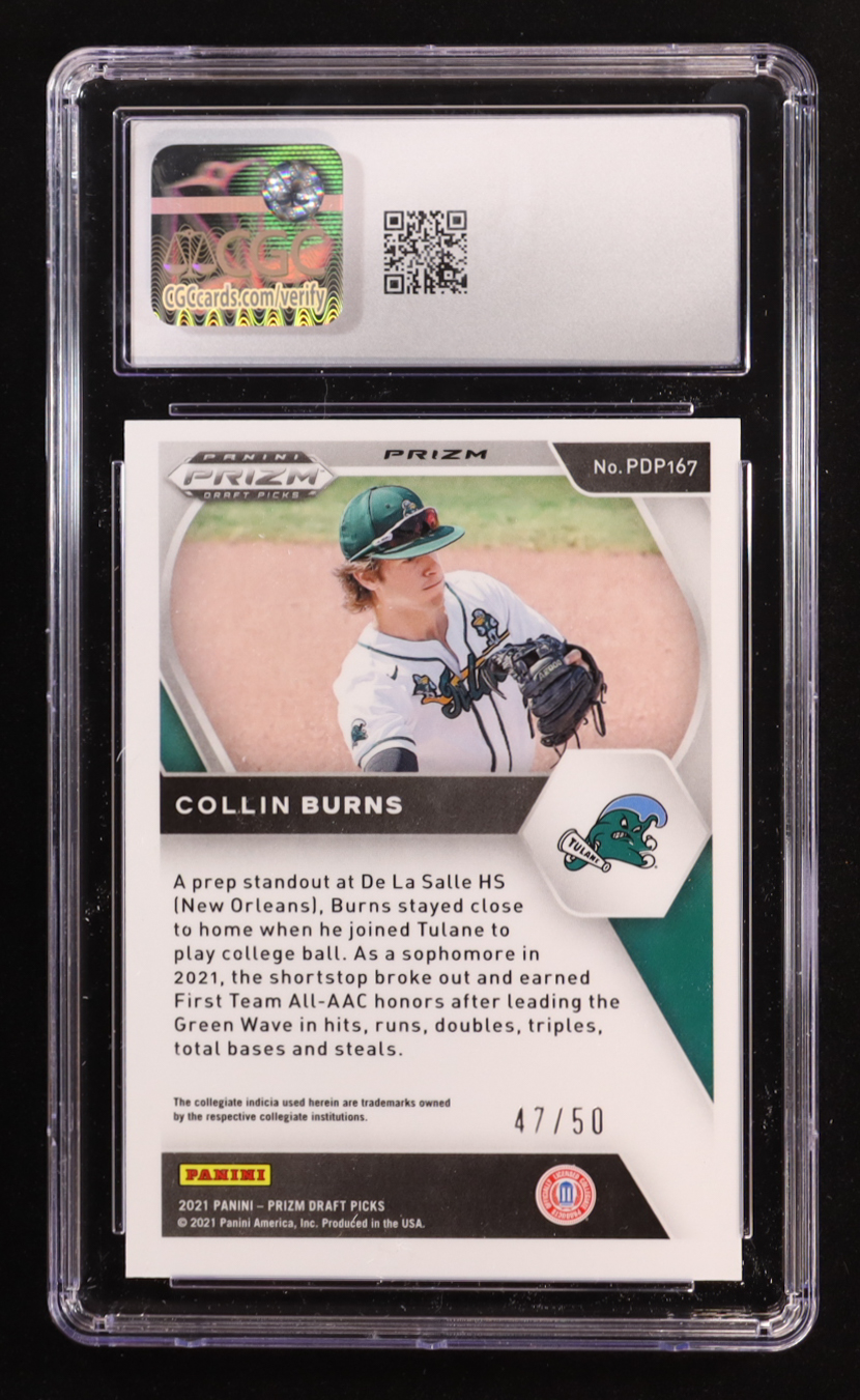 Collin Burns 2021 Panini Prizm Draft Picks Gold #167 #47/50 (CGC 9.5) at PristineAuction.com Collin Burns 2021 Panini Prizm Draft Picks Gold #167 #47/50 (CGC 9.5) at PristineAuction.com