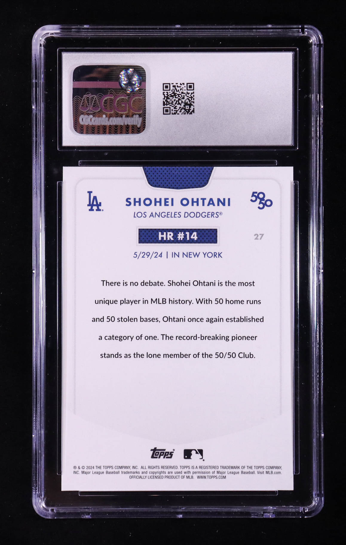 Shohei Ohtani 2024 Topps 50/50 Ohtani #27 (CGC 10) at PristineAuction.com Shohei Ohtani 2024 Topps 50/50 Ohtani #27 (CGC 10) at PristineAuction.com