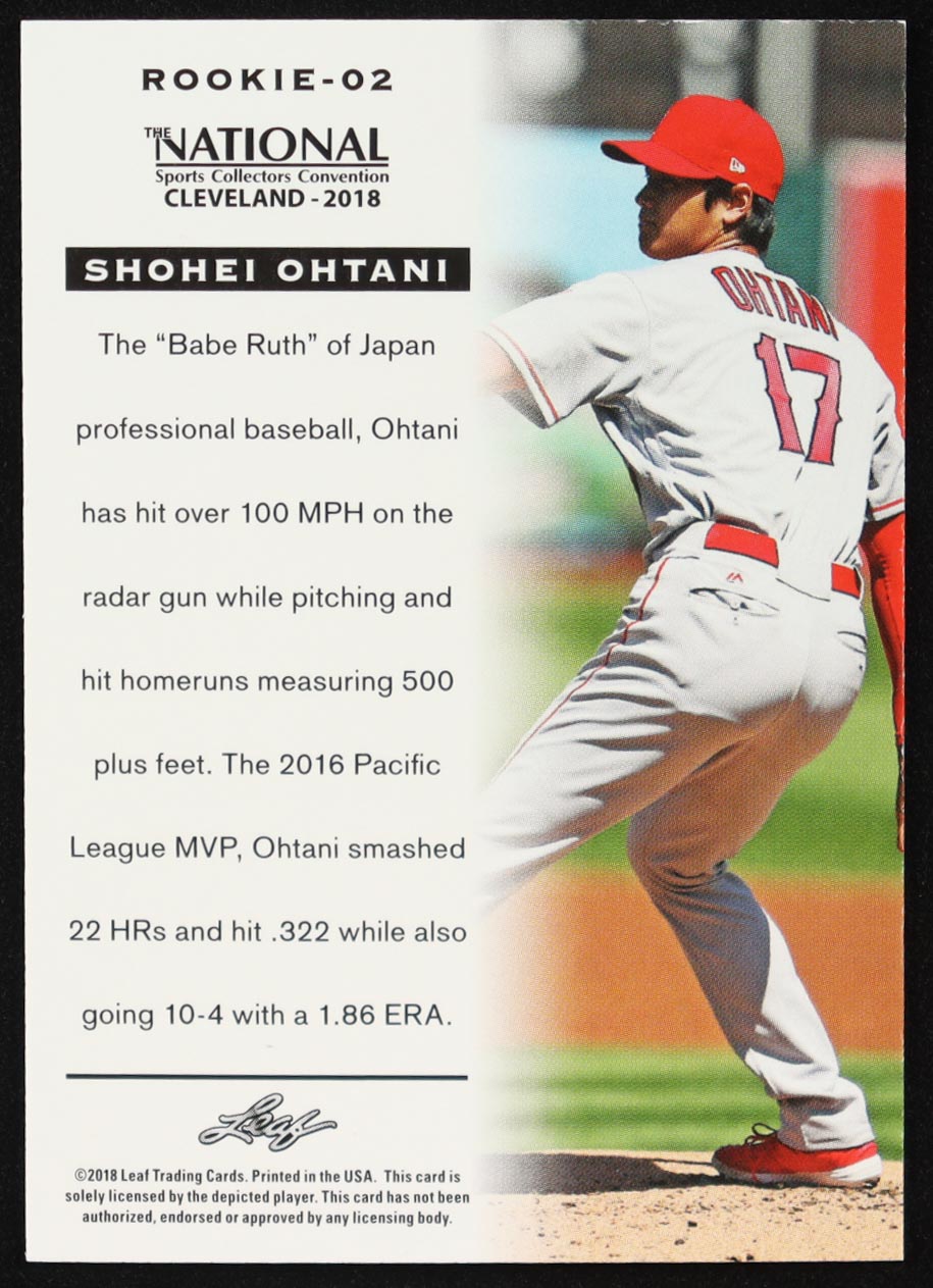 Shohei Ohtani 2018 Leaf National Convention #Rookie02 RC at PristineAuction.com Shohei Ohtani 2018 Leaf National Convention #Rookie02 RC at PristineAuction.com