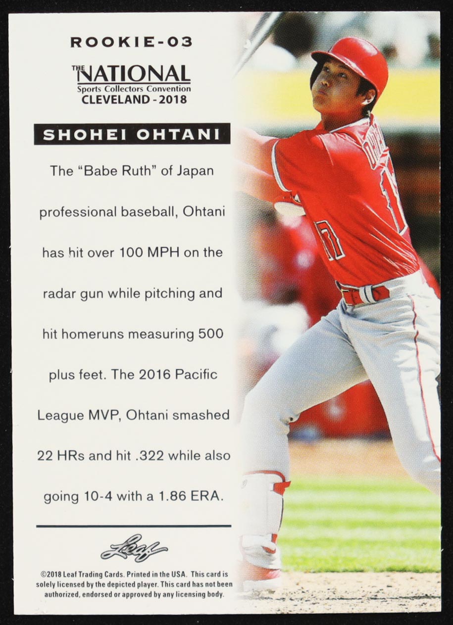 Shohei Ohtani 2018 Leaf National Convention #Rookie03 RC at PristineAuction.com Shohei Ohtani 2018 Leaf National Convention #Rookie03 RC at PristineAuction.com