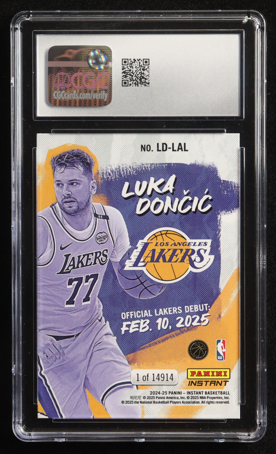 Luka Doncic 2024-25 Panini Instant Lakers Debut #LD-LAL (CGC 10) at PristineAuction.com Luka Doncic 2024-25 Panini Instant Lakers Debut #LD-LAL (CGC 10) at PristineAuction.com