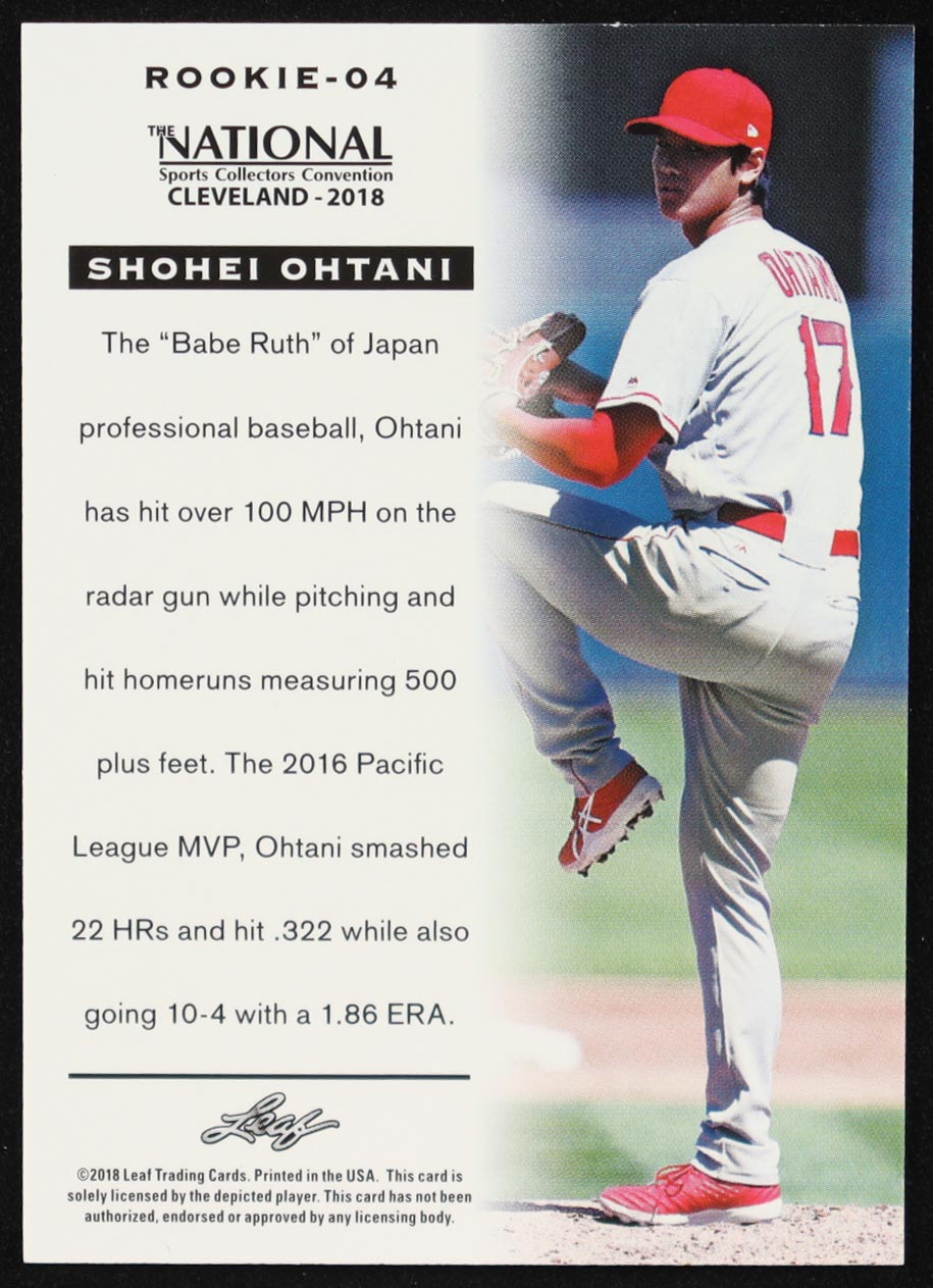 Shohei Ohtani 2018 Leaf National Convention #Rookie04 RC at PristineAuction.com Shohei Ohtani 2018 Leaf National Convention #Rookie04 RC at PristineAuction.com
