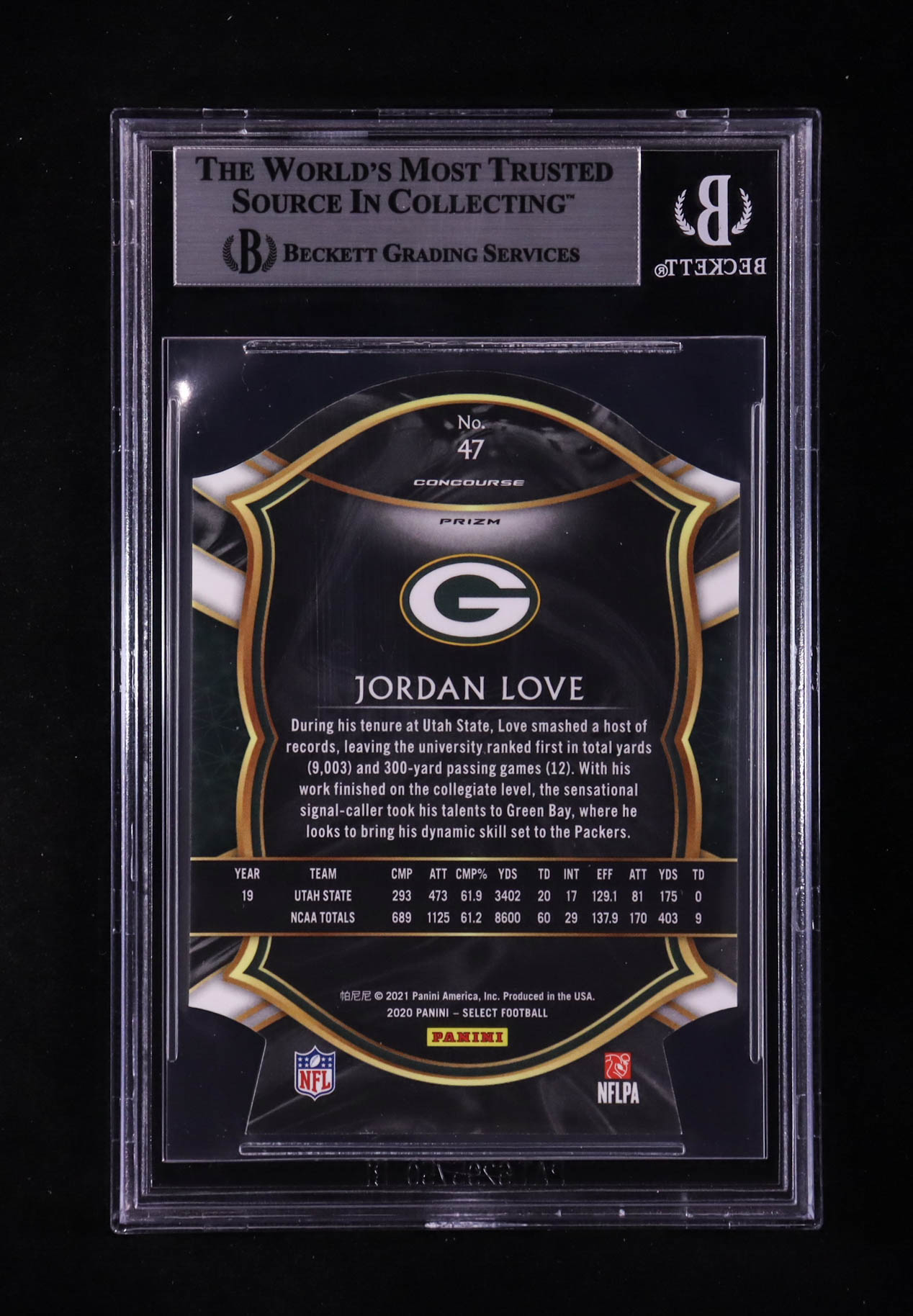 Jordan Love Signed 2020 Select Prizm Light Blue Die Cut #47 RC (BGS) at PristineAuction.com Jordan Love Signed 2020 Select Prizm Light Blue Die Cut #47 RC (BGS) at PristineAuction.com