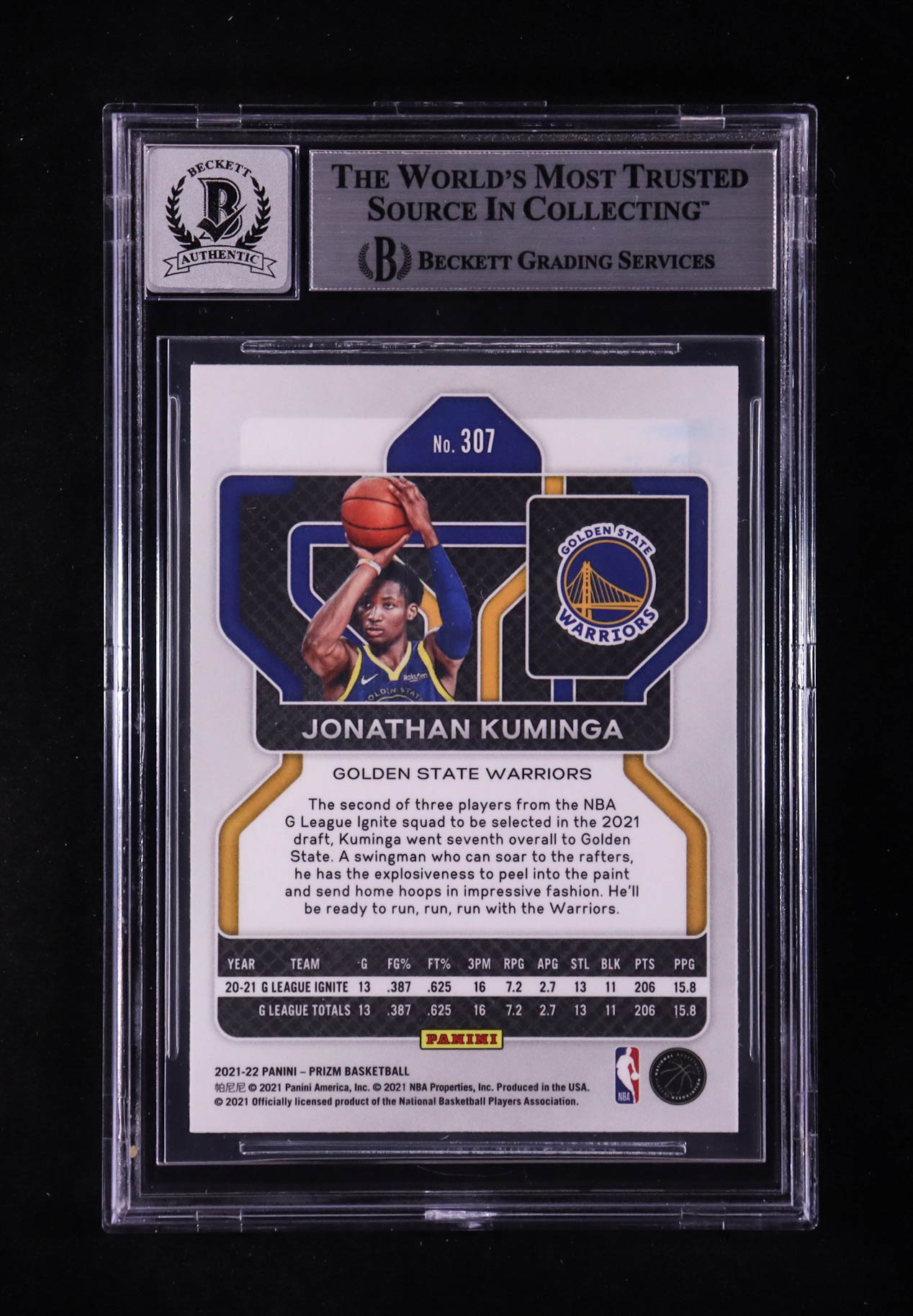 Jonathan Kuminga Signed 2021-22 Panini Prizm #307 RC (BGS | Auto 10) at PristineAuction.com Jonathan Kuminga Signed 2021-22 Panini Prizm #307 RC (BGS | Auto 10) at PristineAuction.com