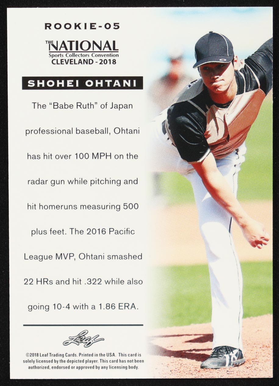 Shohei Ohtani 2018 Leaf National Convention #Rookie05 RC at PristineAuction.com Shohei Ohtani 2018 Leaf National Convention #Rookie05 RC at PristineAuction.com