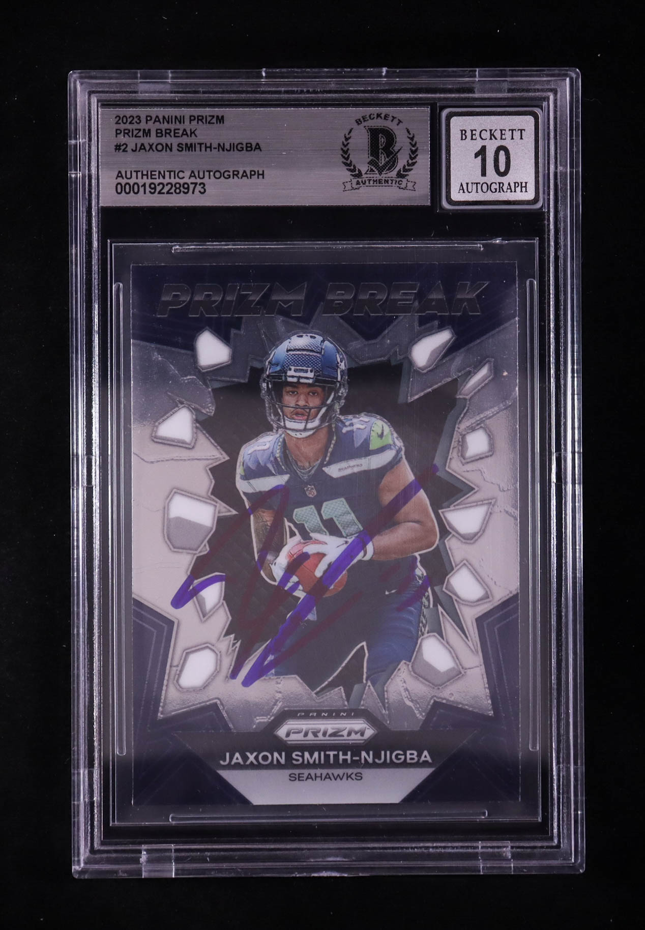 Jaxon Smith-Njigba Signed 2023 Panini Prizm Prizm Break #2 RC (BGS | Auto 10) at PristineAuction.com Jaxon Smith-Njigba Signed 2023 Panini Prizm Prizm Break #2 RC (BGS | Auto 10) at PristineAuction.com