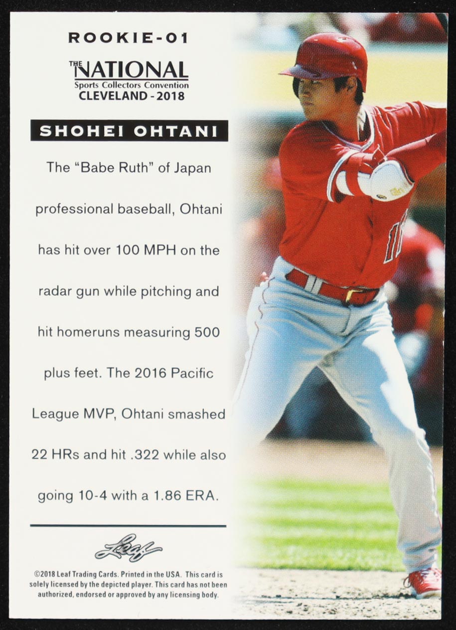 Shohei Ohtani 2018 Leaf National Convention #Rookie01 RC at PristineAuction.com Shohei Ohtani 2018 Leaf National Convention #Rookie01 RC at PristineAuction.com