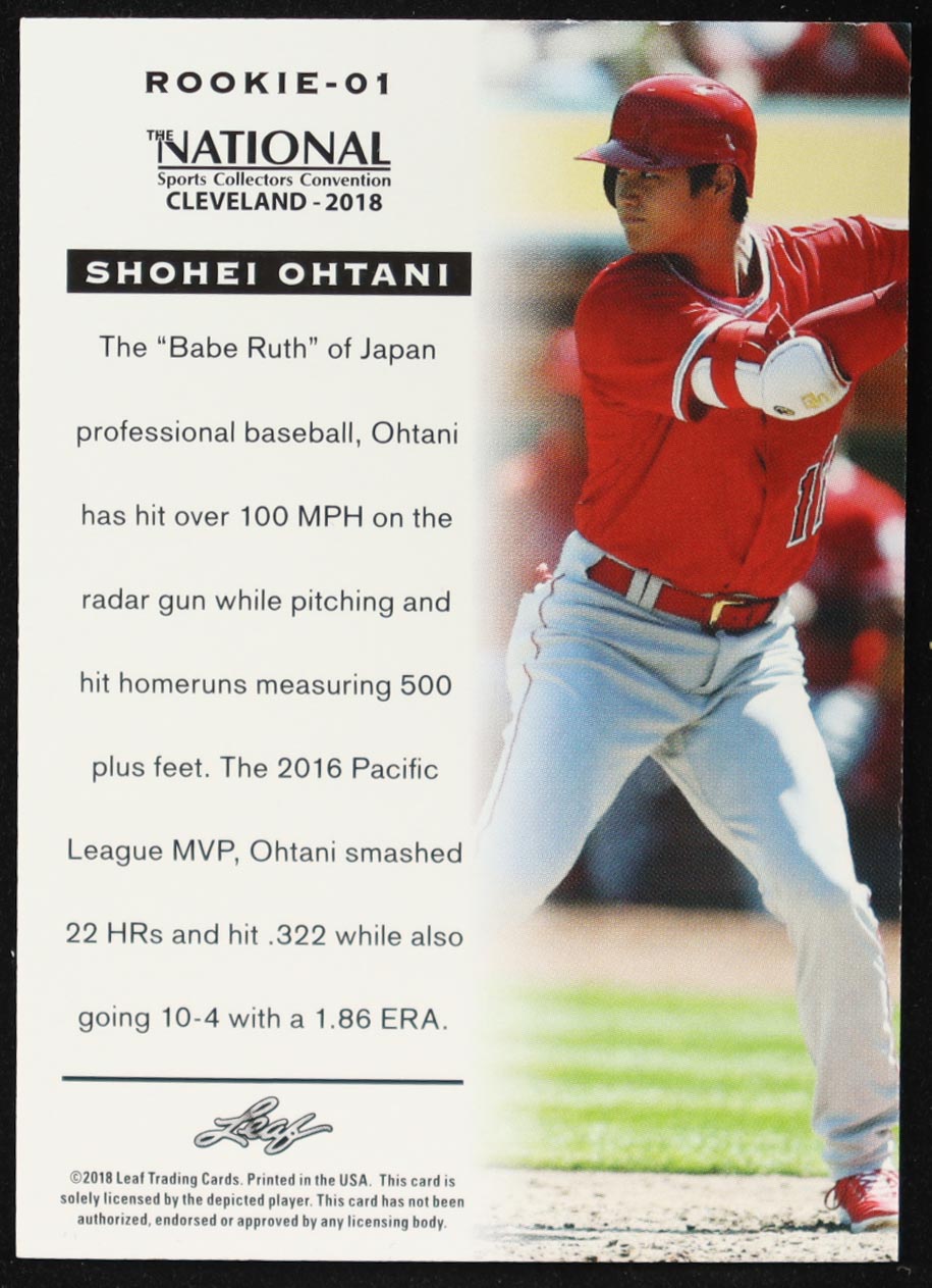 Shohei Ohtani 2018 Leaf National Convention #Rookie01 RC at PristineAuction.com Shohei Ohtani 2018 Leaf National Convention #Rookie01 RC at PristineAuction.com