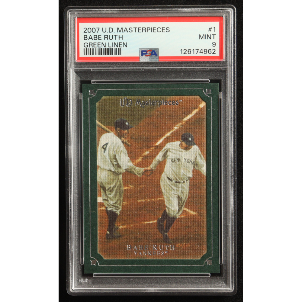 Babe Ruth 2007 UD Masterpieces Green Linen #1 (PSA 9) at PristineAuction.com