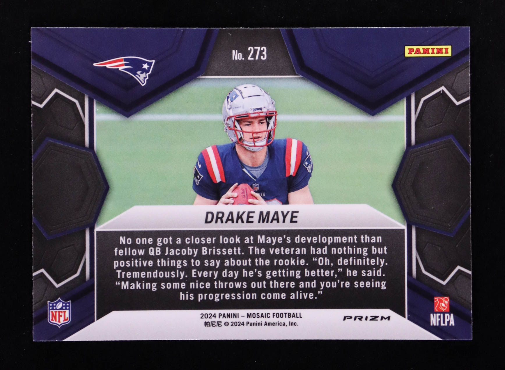 Drake Maye 2024 Panini Mosaic Mosaic Green #273 DEB RC at PristineAuction.com Drake Maye 2024 Panini Mosaic Mosaic Green #273 DEB RC at PristineAuction.com