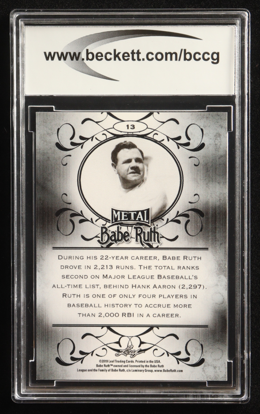 Babe Ruth 2019 Leaf Metal Babe Ruth Collection Wave #13 (BCCG 10) at PristineAuction.com Babe Ruth 2019 Leaf Metal Babe Ruth Collection Wave #13 (BCCG 10) at PristineAuction.com