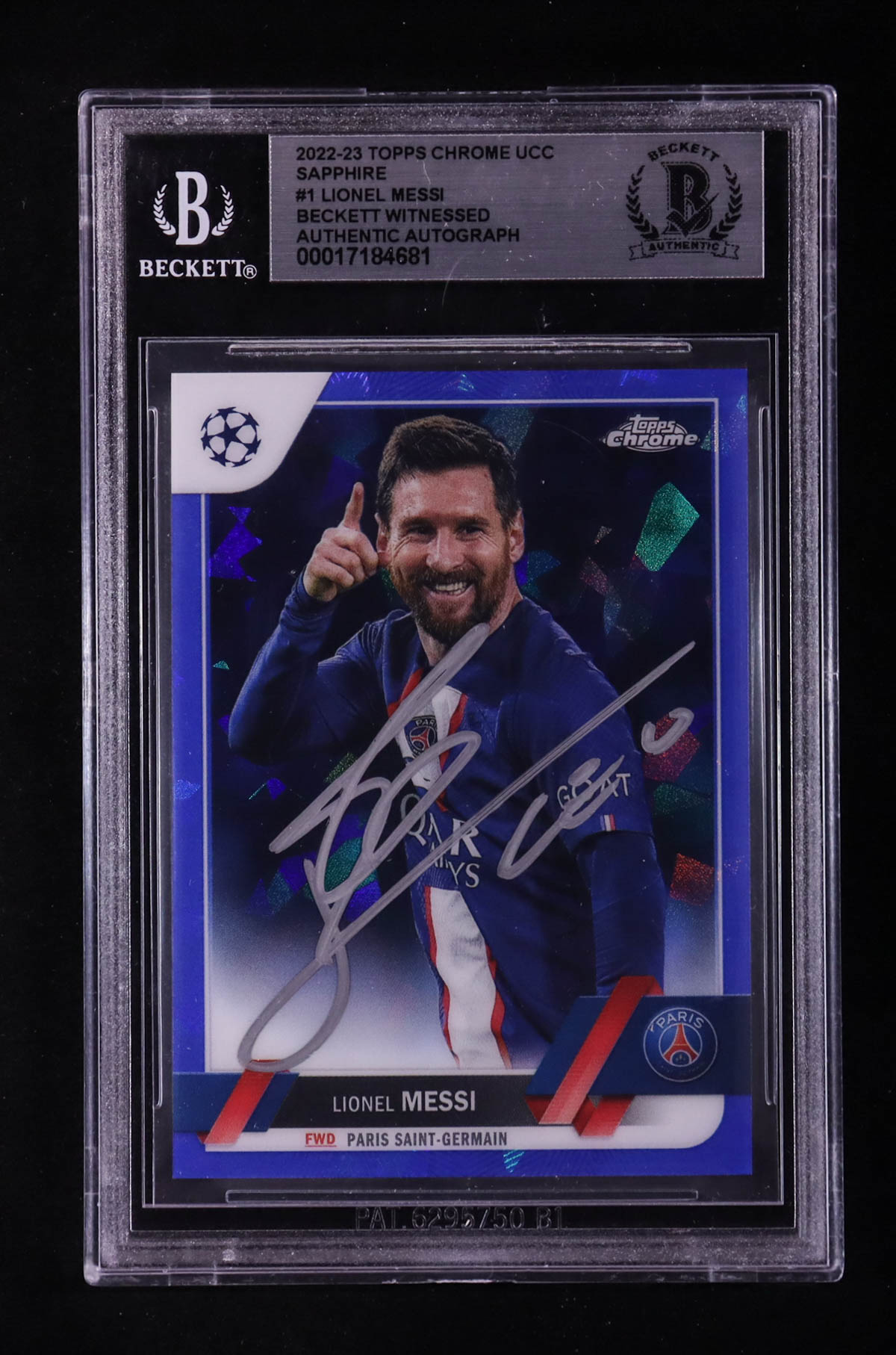 Lionel Messi Signed 2022-23 Topps Chrome Sapphire UEFA Club Competitions #1 (BGS) at PristineAuction.com Lionel Messi Signed 2022-23 Topps Chrome Sapphire UEFA Club Competitions #1 (BGS) at PristineAuction.com