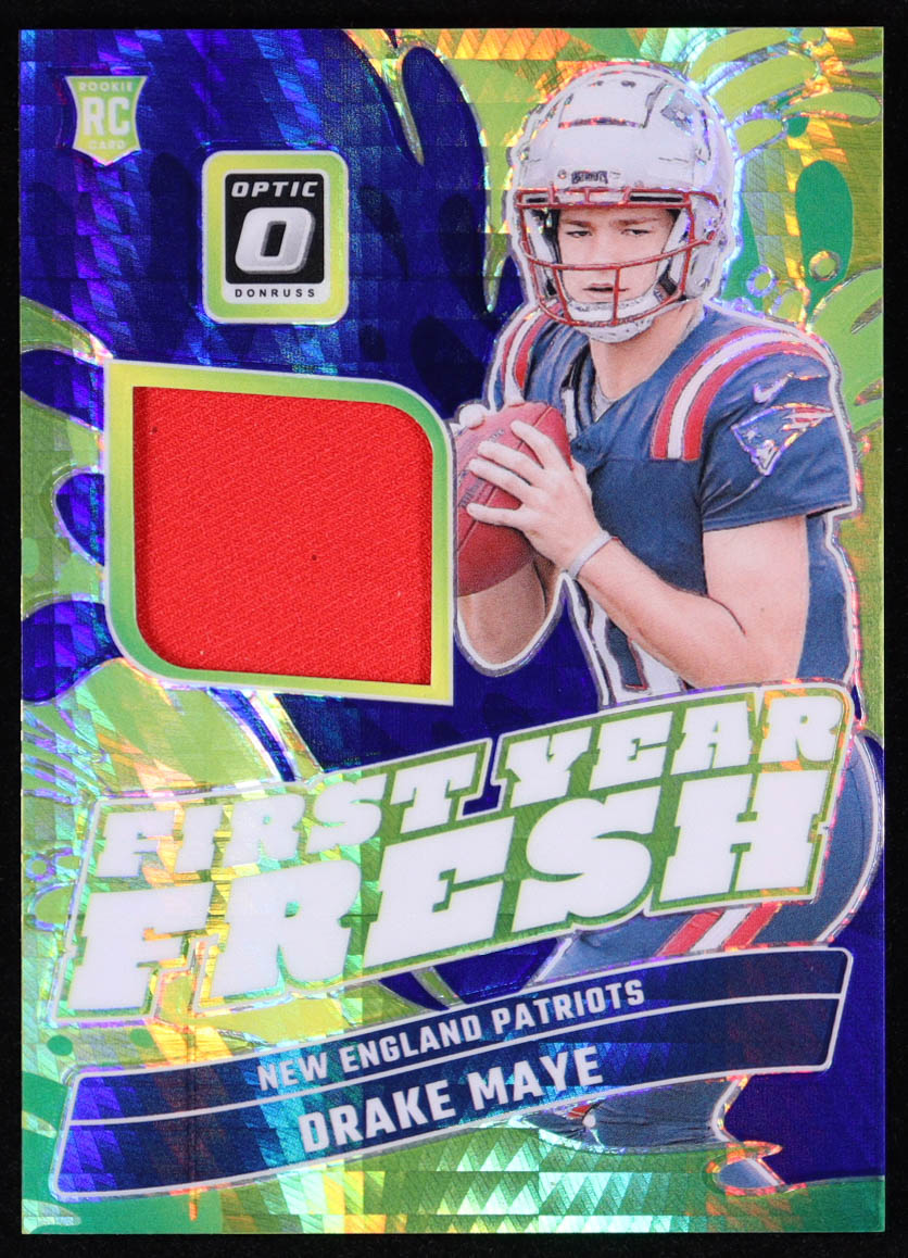 Drake Maye 2024 Donruss Optic First Year Fresh Jerseys Blue Hyper #12 RC at PristineAuction.com Drake Maye 2024 Donruss Optic First Year Fresh Jerseys Blue Hyper #12 RC at PristineAuction.com