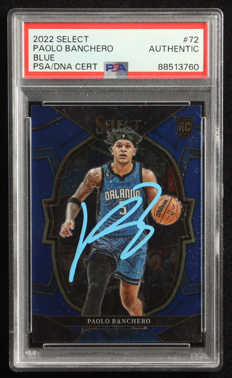 Paolo Banchero Signed 2022-23 Select Prizms Blue #72 RC (PSA Authentic) at PristineAuction.com Paolo Banchero Signed 2022-23 Select Prizms Blue #72 RC (PSA Authentic) at PristineAuction.com