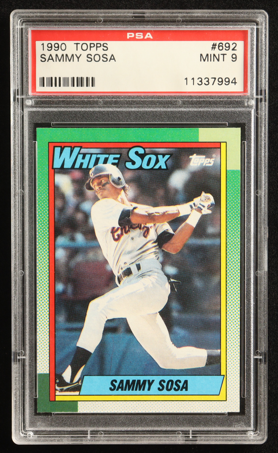 Sammy Sosa 1990 Topps #692 RC (PSA 9) at PristineAuction.com Sammy Sosa 1990 Topps #692 RC (PSA 9) at PristineAuction.com