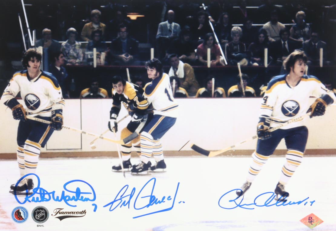 Rick Martin, Gilbert Perreault & Rene Robert Signed Sabres 8x10 Photo (PSA) at PristineAuction.com Rick Martin, Gilbert Perreault & Rene Robert Signed Sabres 8x10 Photo (PSA) at PristineAuction.com