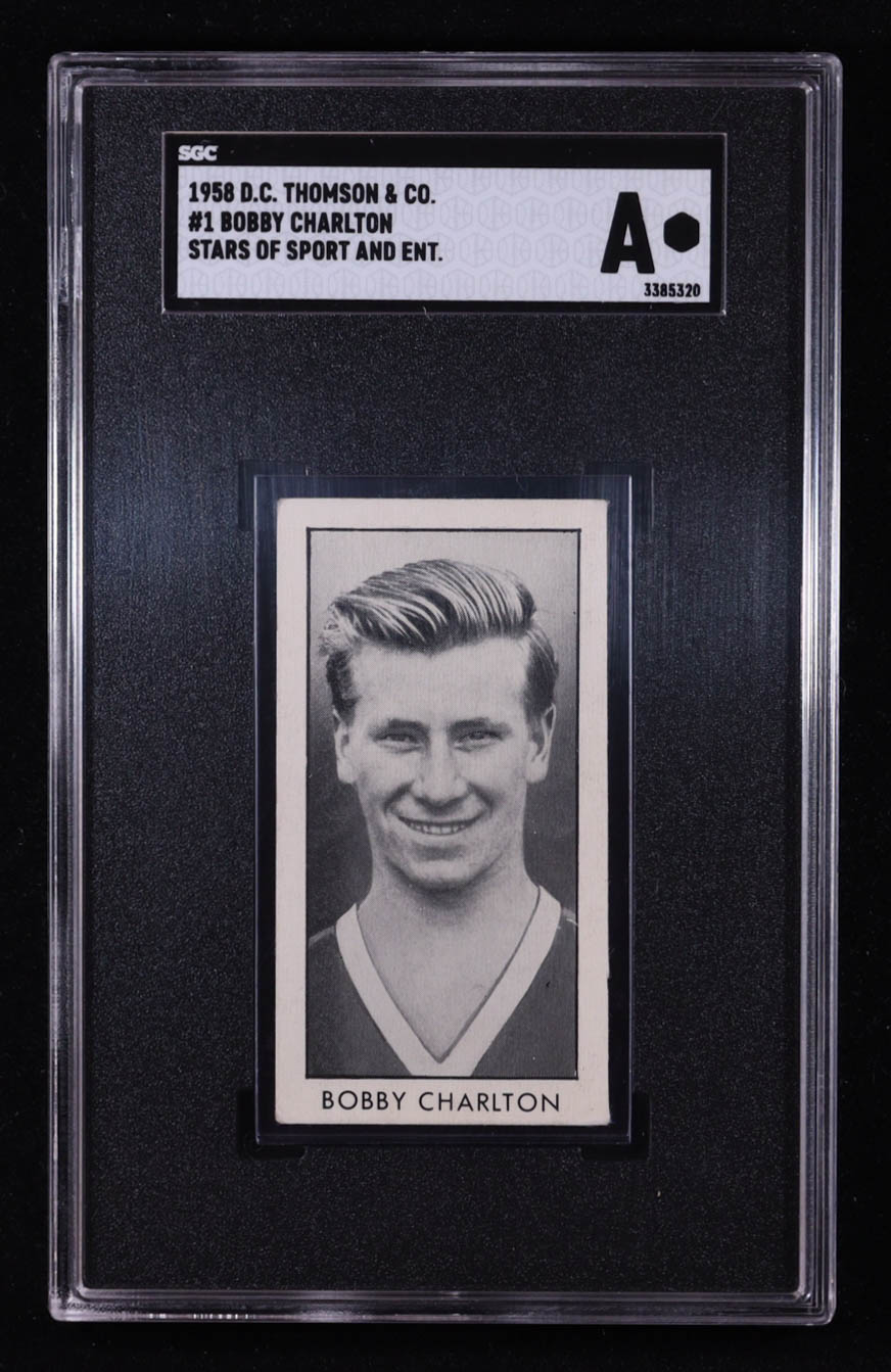 Bobby Charlton 1958 D.C. Thompson & CO. Stars of Sport and Ent. #1 (SGC) at PristineAuction.com Bobby Charlton 1958 D.C. Thompson & CO. Stars of Sport and Ent. #1 (SGC) at PristineAuction.com