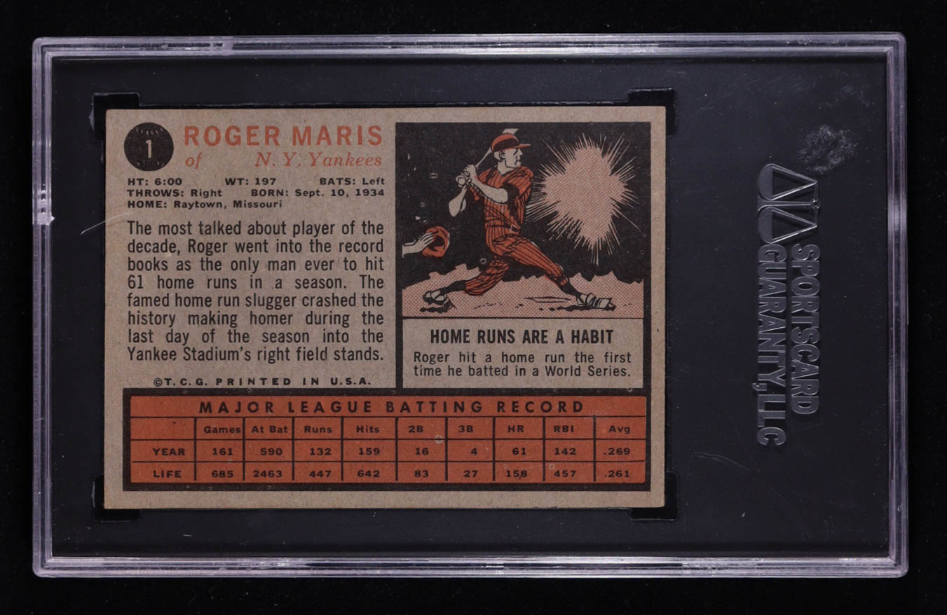 Roger Maris 1962 Topps #1 (SGC 5) at PristineAuction.com Roger Maris 1962 Topps #1 (SGC 5) at PristineAuction.com