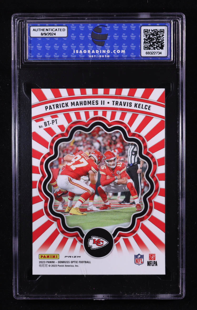 Patrick Mahomes II / Travis Kelce 2023 Panini Donruss Optic Best Tuddys #BT-PT (ISA 10) at PristineAuction.com Patrick Mahomes II / Travis Kelce 2023 Panini Donruss Optic Best Tuddys #BT-PT (ISA 10) at PristineAuction.com