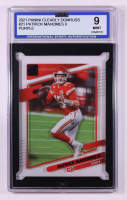 Patrick Mahomes II 2021 Panini Clearly Donruss Purple #21 (ISA 9) at PristineAuction.com