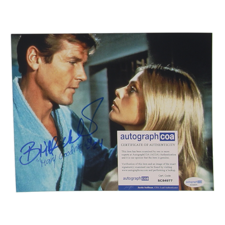 Britt Ekland Signed "The Man with the Golden Gun" 8x10 Photo Inscribed "Mary Goodnight" & "-24" (ACOA) at PristineAuction.com Britt Ekland Signed "The Man with the Golden Gun" 8x10 Photo Inscribed "Mary Goodnight" & "-24" (ACOA) at PristineAuction.com