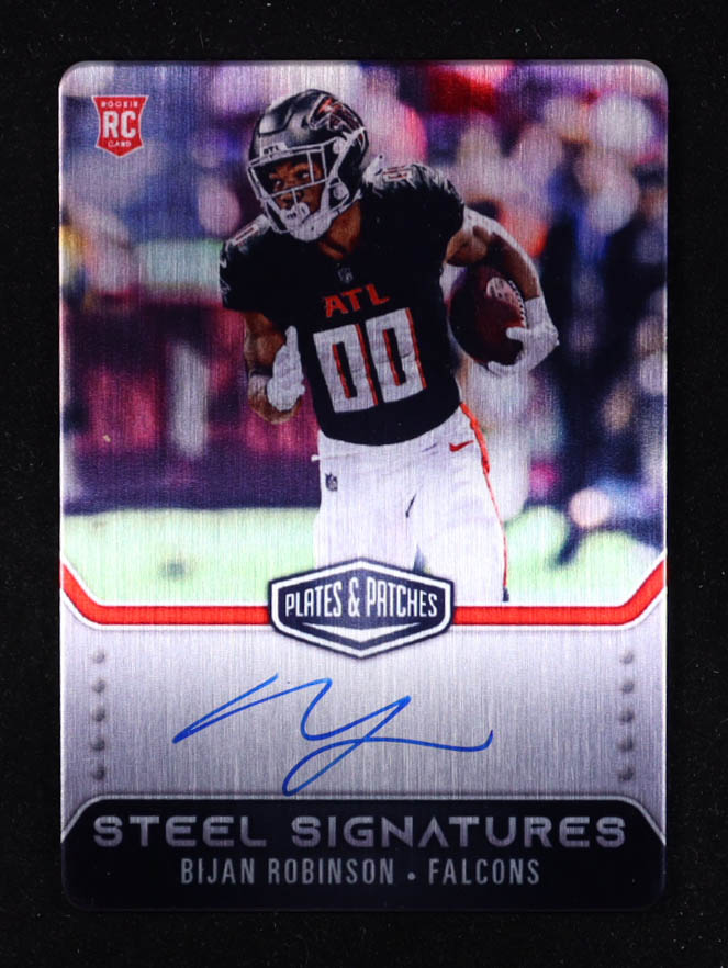 Bijan Robinson 2023 Panini Plates and Patches Rookie Steel Signatures #3 RC #284/300 at PristineAuction.com Bijan Robinson 2023 Panini Plates and Patches Rookie Steel Signatures #3 RC #284/300 at PristineAuction.com