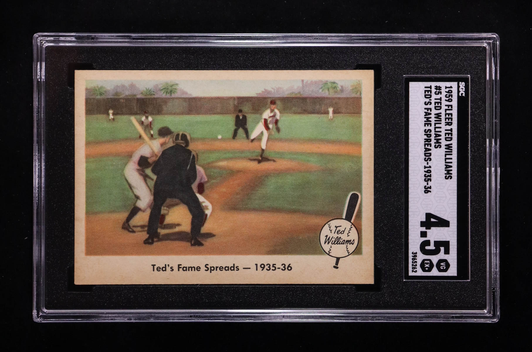 Ted's Fame Spreads 1959 Fleer Ted Williams #5 (SGC 4.5) at PristineAuction.com Ted's Fame Spreads 1959 Fleer Ted Williams #5 (SGC 4.5) at PristineAuction.com