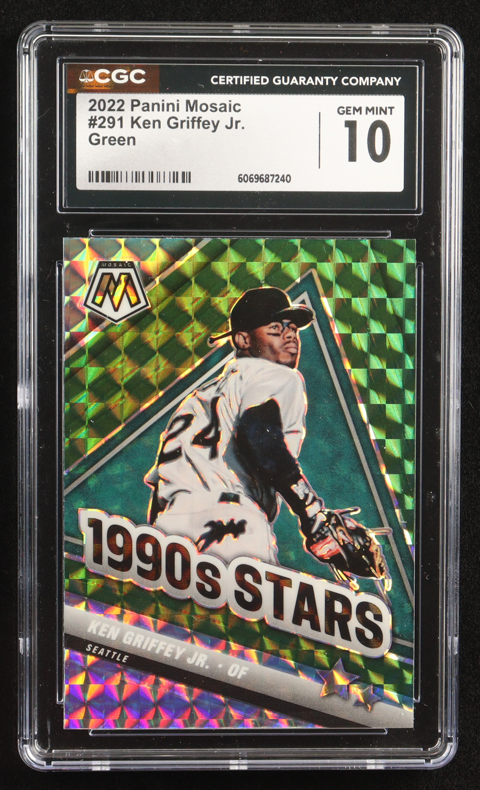 Ken Griffey Jr. 2022 Panini Mosaic Mosaic Green #291 (CGC 10) at PristineAuction.com Ken Griffey Jr. 2022 Panini Mosaic Mosaic Green #291 (CGC 10) at PristineAuction.com